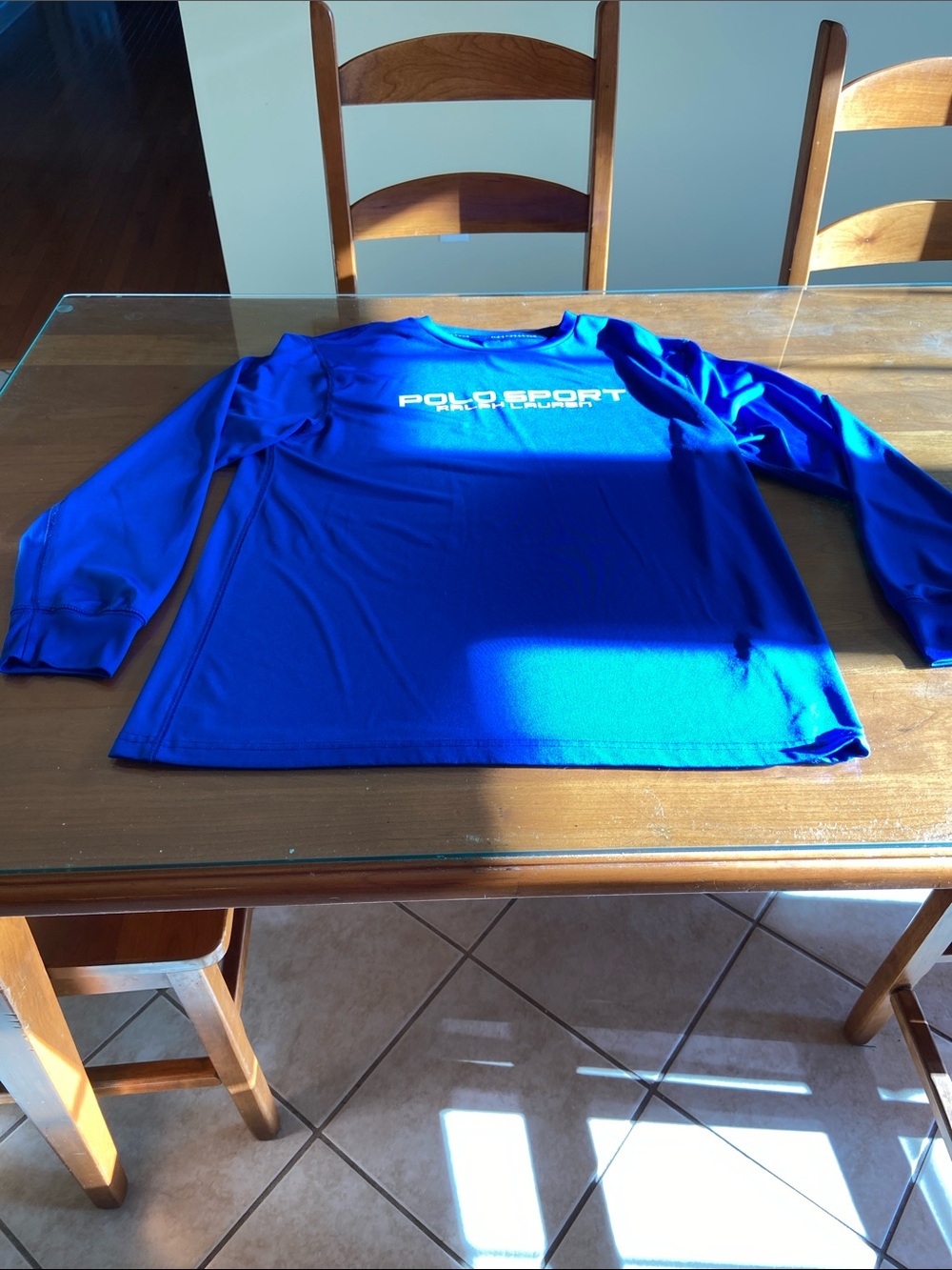 Polo by Ralph Lauren Kids Long-Sleeve Crewneck Tee in Royal Blue with Logo.